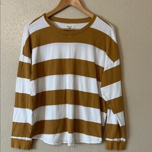 Madewell Mustard and White Striped Long Sleeve Tee